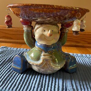 Christmas Traditions Snowman with candy plate
